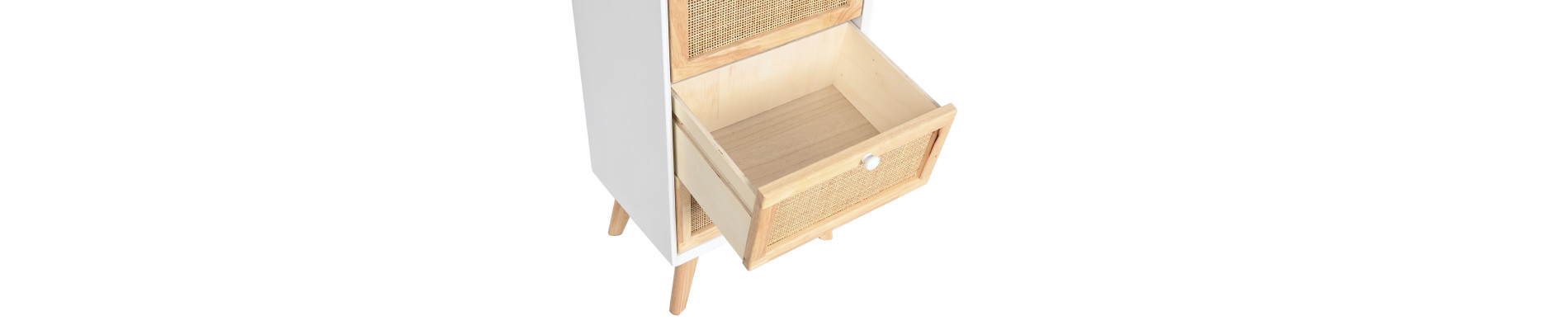 CAJONERA PAULOWNIA RATAN 40X30X90 BLANCO