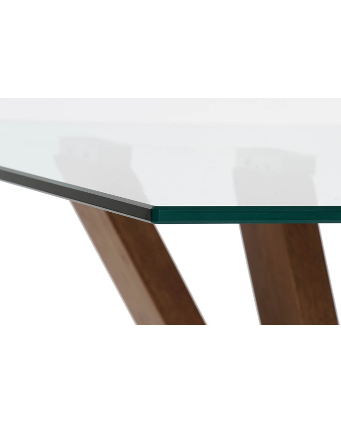 MESA CENTRO NOGAL CRISTAL 130X70X42 10 MM, NATURAL