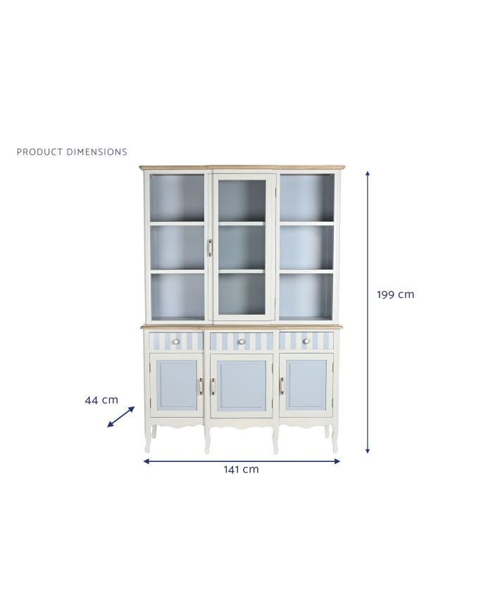 VITRINA PAULOWNIA CRISTAL 141,5X44X199 BLANCO