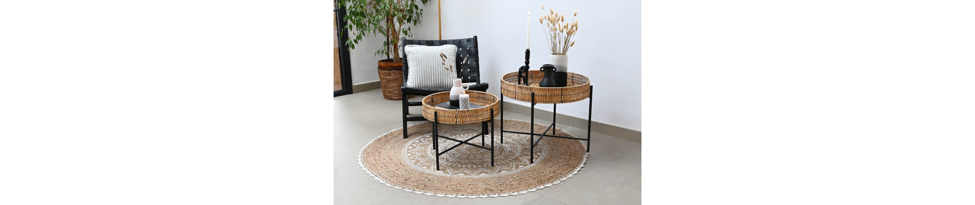 MESITA AUXILIAR SET 2 BAMBU METAL 64X64X51 NATURAL