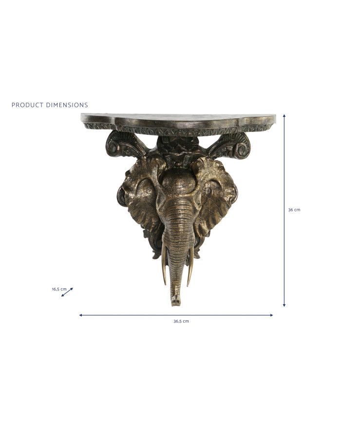 REPISA RESINA 36,5X16,5X36 ELEFANTE DORADO