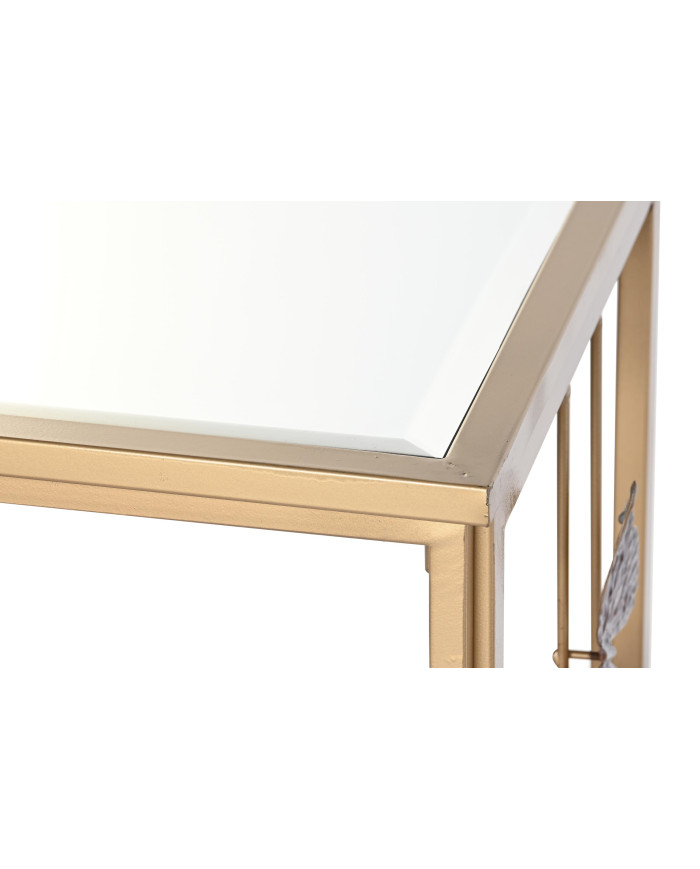 CONSOLA METAL ESPEJO 108X37X80 MARIPOSAS DORADO