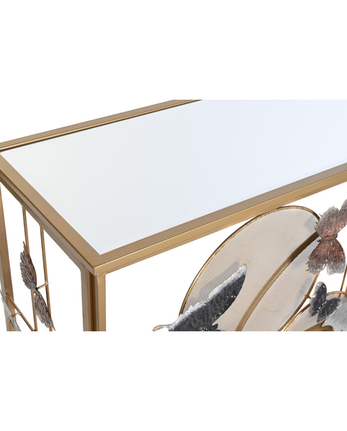 CONSOLA METAL ESPEJO 108X37X80 MARIPOSAS DORADO