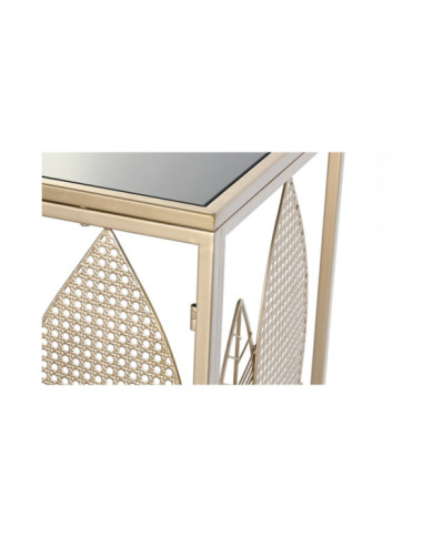 CONSOLA METAL CRISTAL 120X40X80 HOJAS DORADO