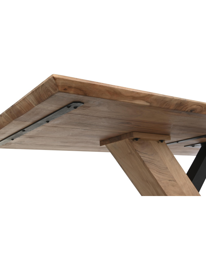 MESA COMEDOR ACACIA METAL 200X100X76 NATURAL