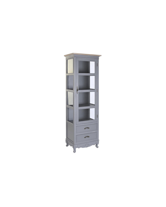 VITRINA PAULOWNIA MDF 49X36X160 2 CAJONES GRIS