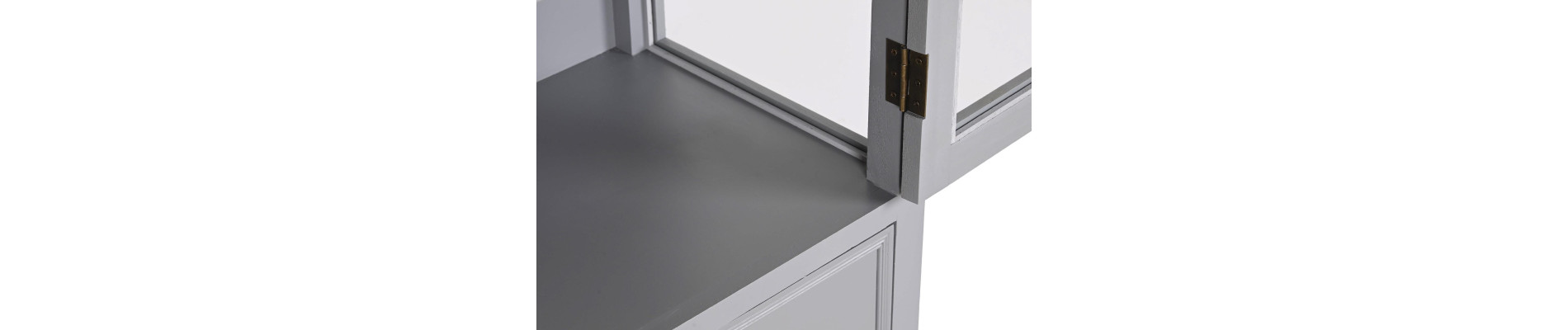 VITRINA PAULOWNIA MDF 49X36X160 2 CAJONES GRIS