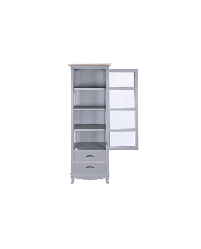 VITRINA PAULOWNIA MDF 49X36X160 2 CAJONES GRIS