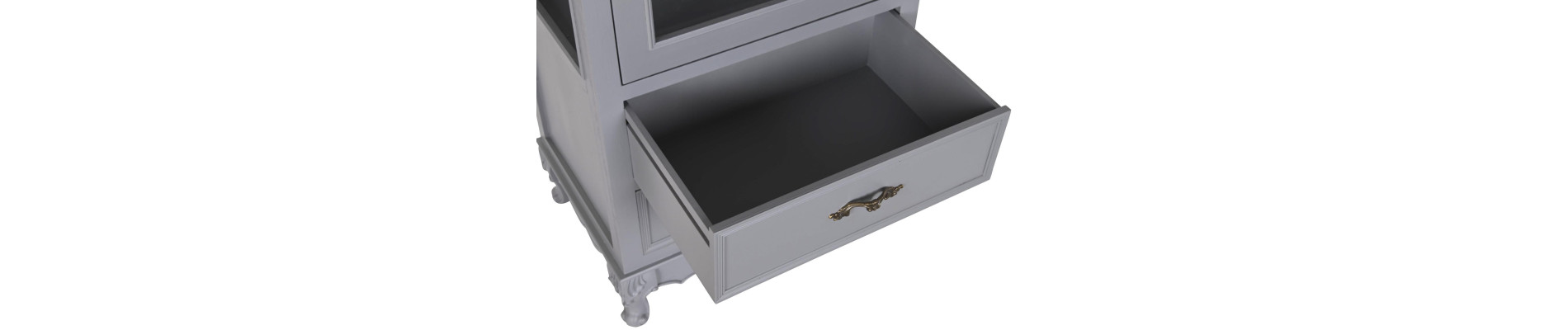 VITRINA PAULOWNIA MDF 49X36X160 2 CAJONES GRIS
