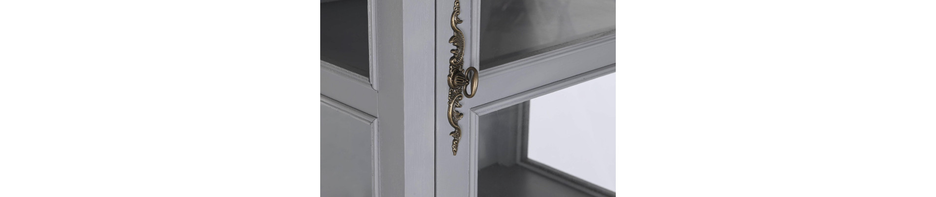 VITRINA PAULOWNIA MDF 49X36X160 2 CAJONES GRIS