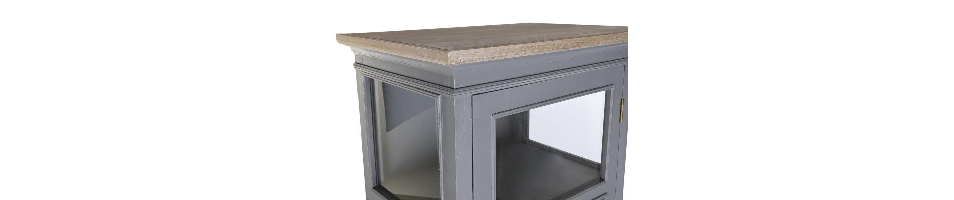 VITRINA PAULOWNIA MDF 49X36X160 2 CAJONES GRIS