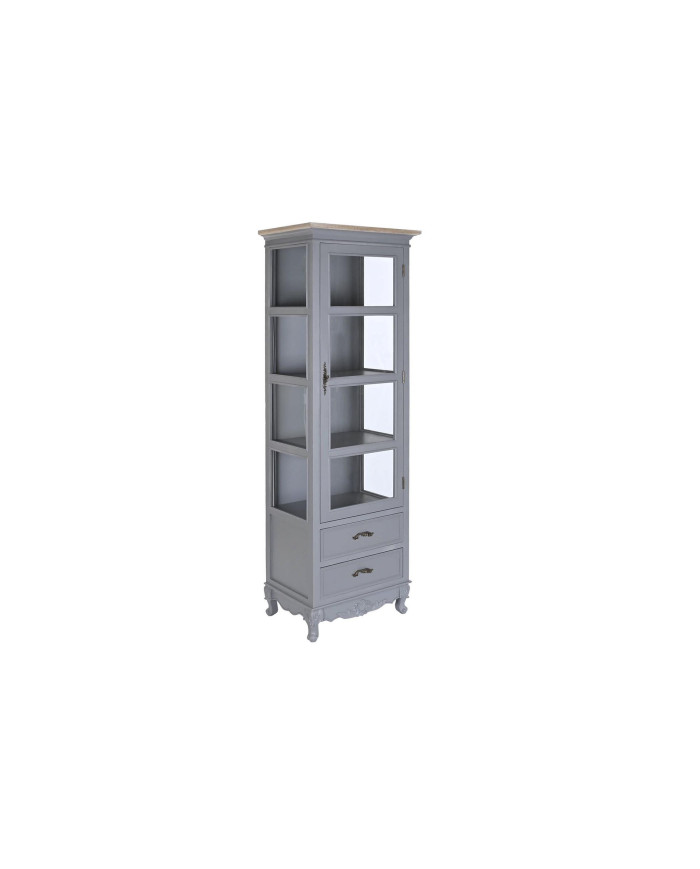 VITRINA PAULOWNIA MDF 49X36X160 2 CAJONES GRIS