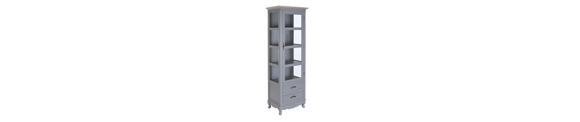 VITRINA PAULOWNIA MDF 49X36X160 2 CAJONES GRIS
