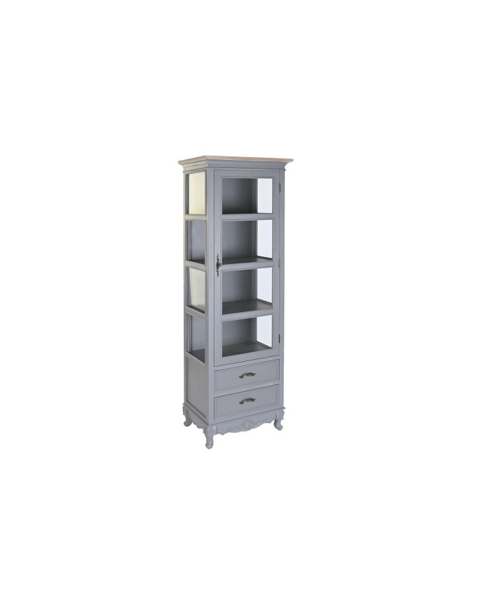 VITRINA PAULOWNIA MDF 49X36X160 2 CAJONES GRIS