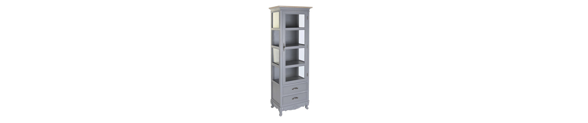 VITRINA PAULOWNIA MDF 49X36X160 2 CAJONES GRIS