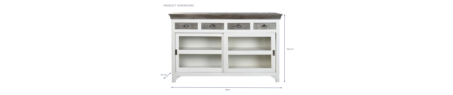BUFFET MANGO CRISTAL 165X45,7X105,4 GRIS