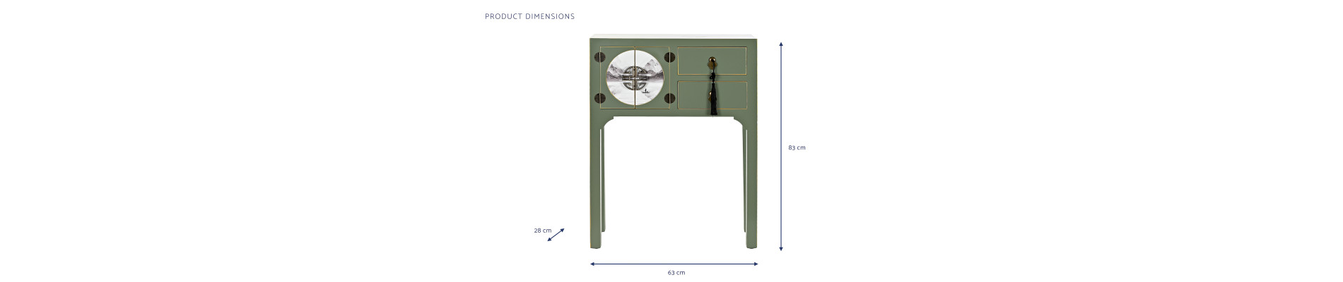 CONSOLA ABETO MDF 63X28X83 ORIENTAL VERDE
