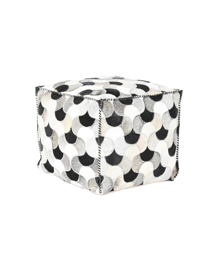 POUF PIEL POLIESTER 45X45X40 ROMBOS MARRON