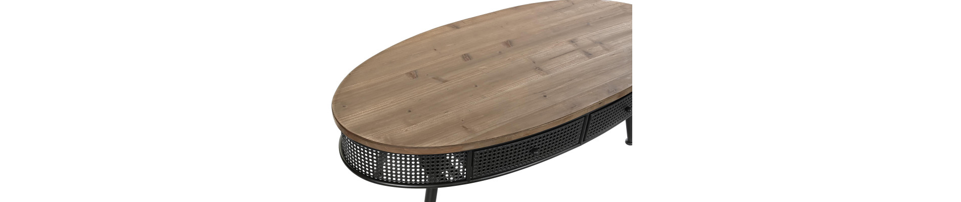 MESA CENTRO ABETO METAL 120X58X42 2 CAJONES NEGRO