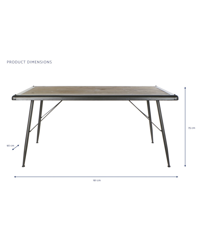 MESA COMEDOR ABETO METAL 161X90X75 GRIS CLARO