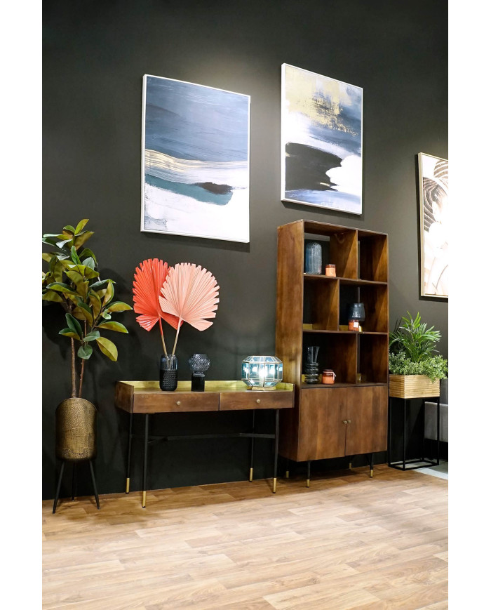 ESTANTERIA MANGO METAL 90X35X200 MARRON OSCURO