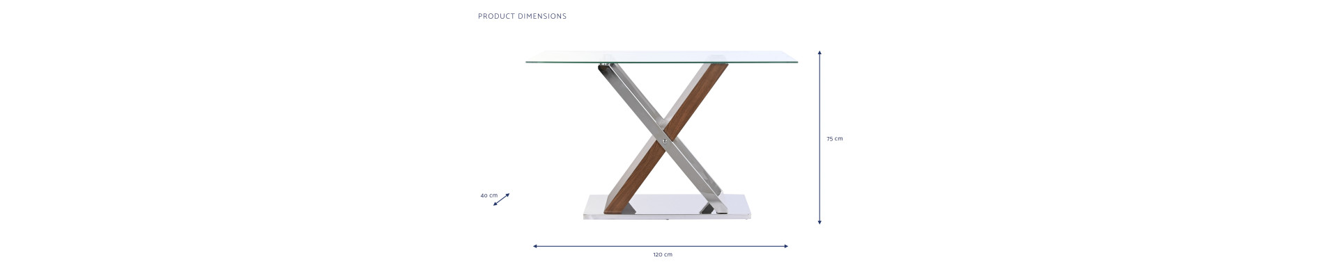 CONSOLA ACERO CRISTAL 120X40X75 TRANSPARENTE