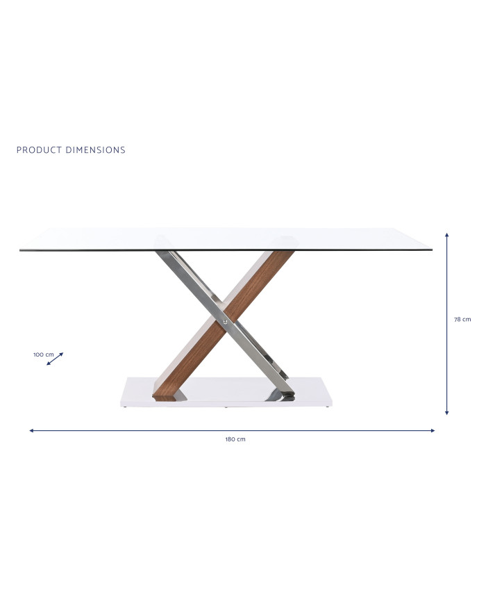 MESA COMEDOR ACERO MDF 180X100X78 SIMIL MADERA