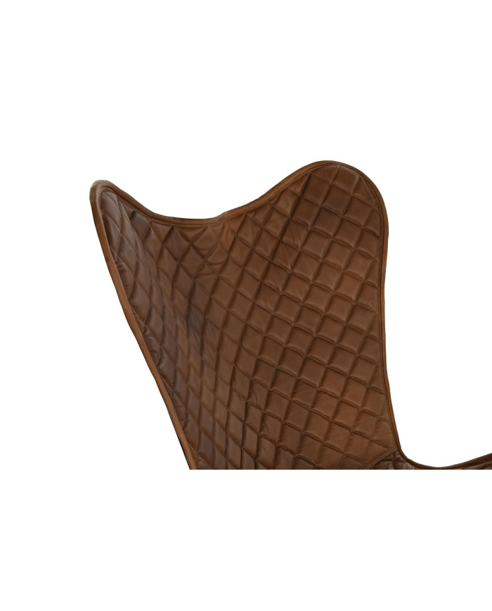 SILLA PIEL METAL 76X75X91 MARRON