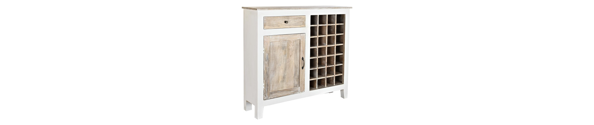 BOTELLERO METAL 105X9,5X114 ENVEJECIDO BLANCO