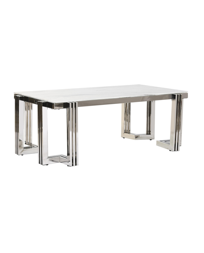 MESA CENTRO ACERO CRISTAL 120X60X45 SIMIL MARMOL