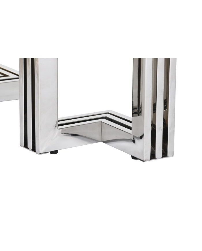 MESA CENTRO ACERO CRISTAL 120X60X45 SIMIL MARMOL