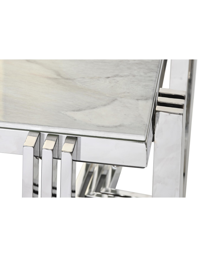 MESA CENTRO ACERO CRISTAL 120X60X45 SIMIL MARMOL