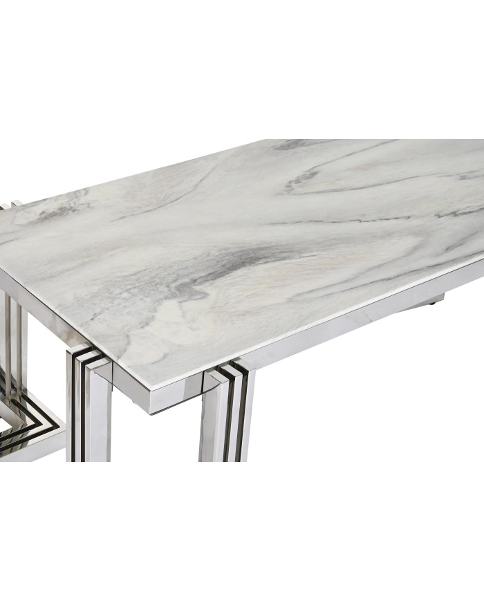 MESA CENTRO ACERO CRISTAL 120X60X45 SIMIL MARMOL