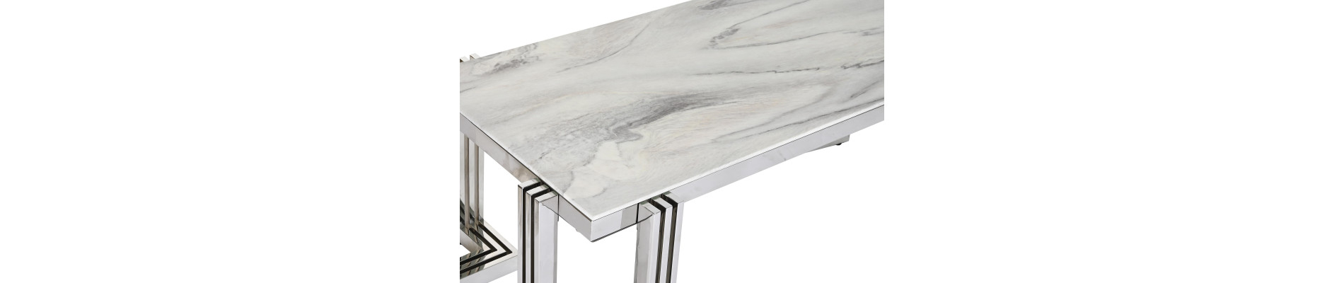 MESA CENTRO ACERO CRISTAL 120X60X45 SIMIL MARMOL
