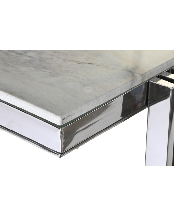 MESA COMEDOR ACERO CRISTAL 180X90X76 SIMIL MARMOL
