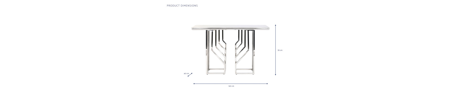 CONSOLA ACERO CRISTAL 120X40X78 SIMIL MARMOL