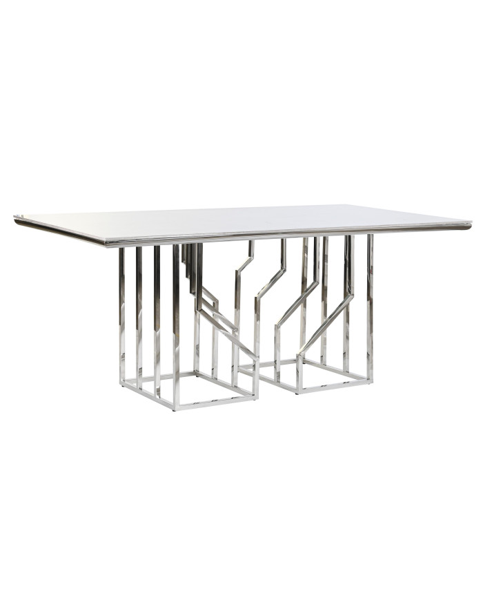 MESA COMEDOR ACERO CRISTAL 180X90X75 SIMIL MARMOL