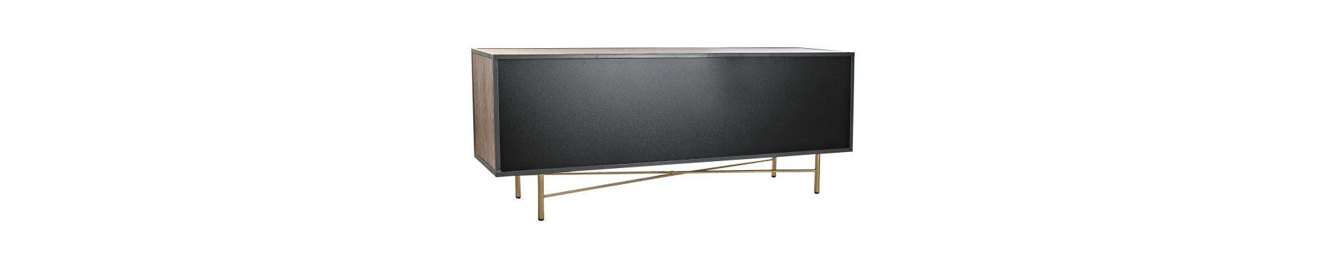 MUEBLE TV METAL CRISTAL 140X35X55 MARRON OSCURO