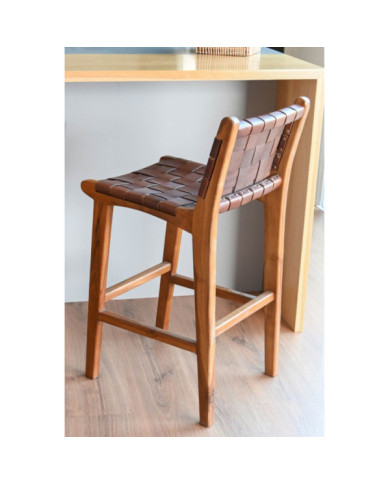 TABURETE TECA PIEL 41X53X90 MARRON