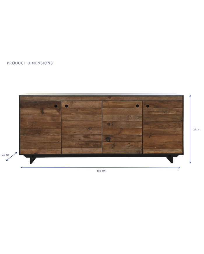 BUFFET MADERA RECICLADA PINO 180X48X76 NEGRO