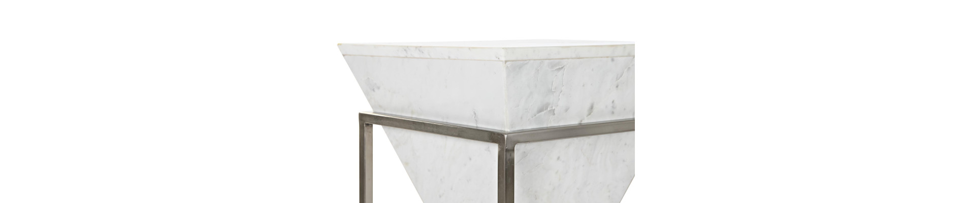 MESITA AUXILIAR METAL MARMOL 36X36X60 BLANCO