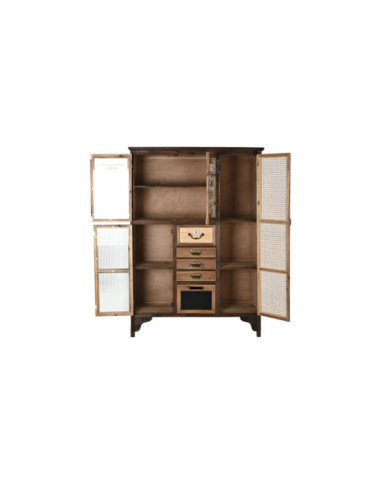 VITRINA ABETO CRISTAL 98X33,5X142 MARRON OSCURO