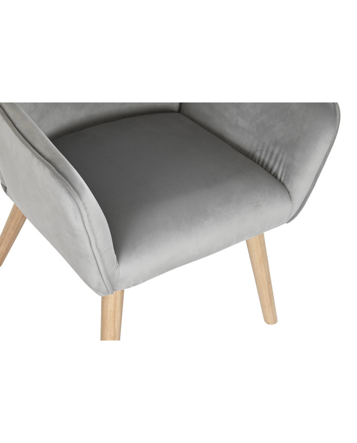 BUTACA POLIESTER MADERA 65X67X93 GRIS CLARO