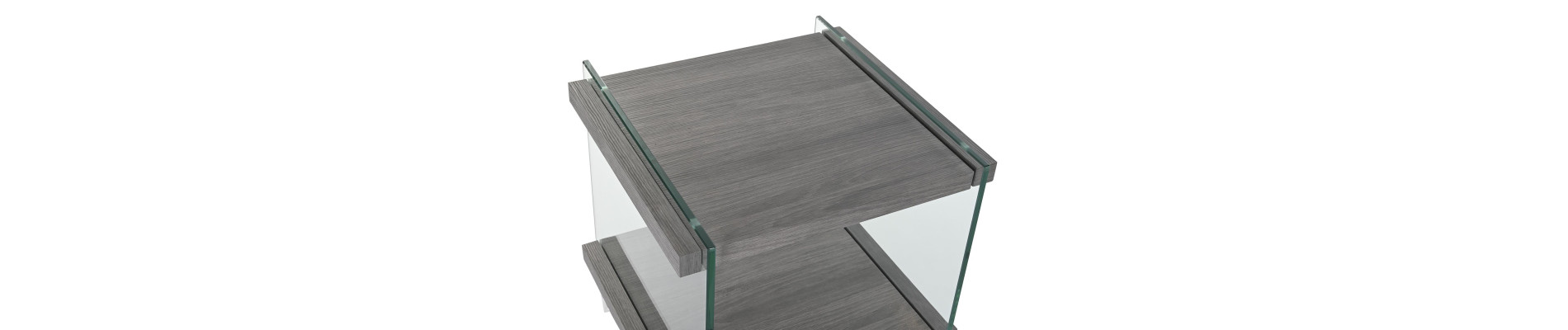 MESITA DE NOCHE CRISTAL MDF 50X50X49 TEMPLADO GRIS