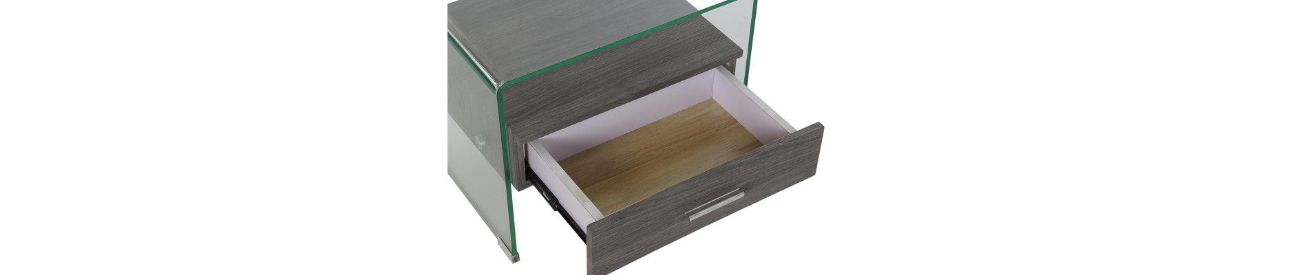 MESITA DE NOCHE CRISTAL MDF 50X40X45,5 10 MM. GRIS