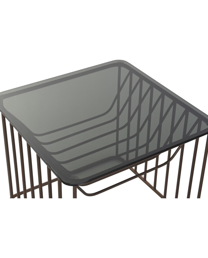 MESITA AUXILIAR SET 2 METAL CRISTAL 52X52X44