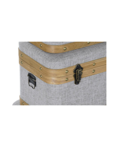 BAUL SET 3 POLIESTER MADERA 60X36X34 GRIS