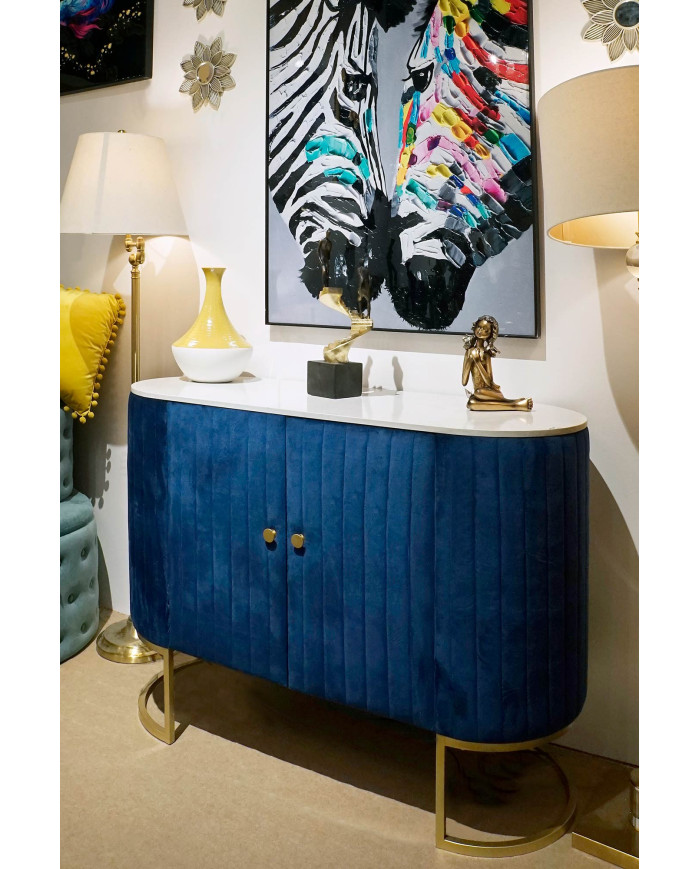 BUFFET VELVET MARMOL 120X48X85 TERCIOPELO AZUL