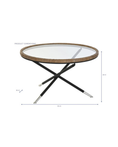 MESITA AUXILIAR METAL CRISTAL 80X80X48 NEGRO