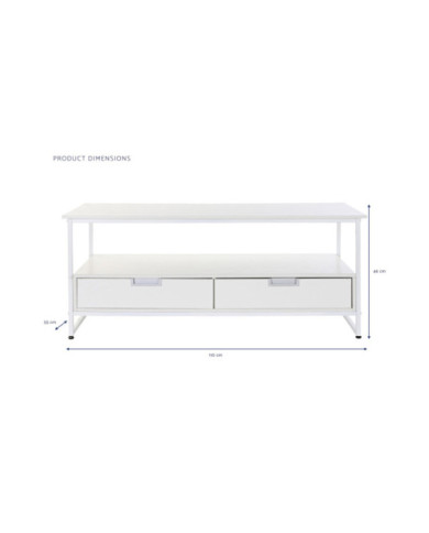 MESA CENTRO METAL MDF 110X55X46 BLANCO